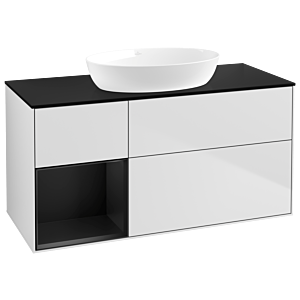 Villeroy und Boch Finion Waschtischunterschrank GA62PDMT 120cm, Abdeckplatte black matt, Emotion, Regale Black matt lacquer, White matt lacquer