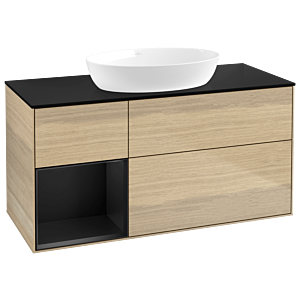 Villeroy und Boch Finion Waschtischunterschrank GA62PDPC 120cm, Abdeckplatte black matt, Emotion, Regale Black matt lacquer, Oak Veneer