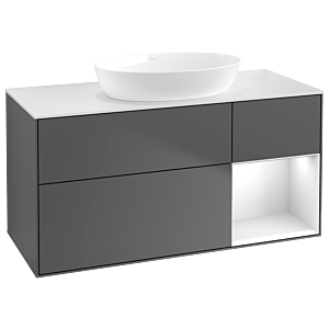 Villeroy and Boch Finion Villeroy and Boch Finion GA71GFGK 120cm, cover plate white matt, Emotion, shelves Glossy white lacquer, anthracite matt
