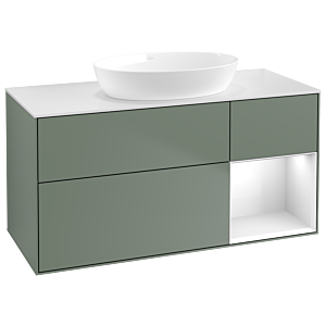 Villeroy and Boch Finion Villeroy and Boch Finion GA71GFGM 120cm, cover plate white matt, Emotion, shelves Glossy white lacquer, Olive Matt Lacquer