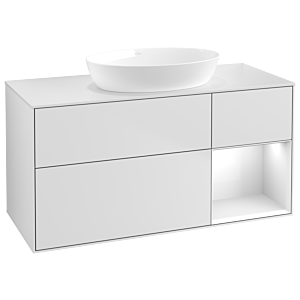 Villeroy und Boch Finion Waschtischunterschrank GA71GFMT 120cm, Abdeckplatte white matt, Emotion, Regale Glossy white lacquer, White matt lacquer