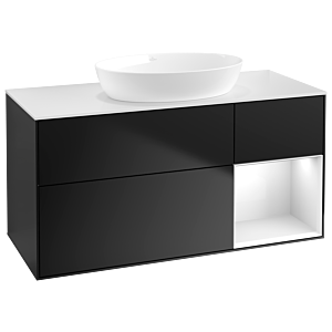 Villeroy and Boch Finion Villeroy and Boch Finion GA71GFPD 120cm, cover plate white matt, Emotion, shelves Glossy white lacquer, Black matt lacquer