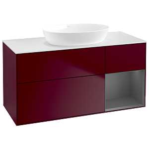 Villeroy et Boch Finion Villeroy et Boch GA71GKHB 120cm, plaque de recouvrement blanc mat, Emotion, étagères laqué anthracite mat, Peony Matt