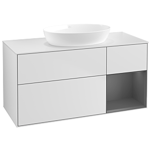 Villeroy und Boch Finion Waschtischunterschrank GA71GKMT 120cm, Abdeckplatte white matt, Emotion, Regale Anthracite matt lacquer, White matt lacquer