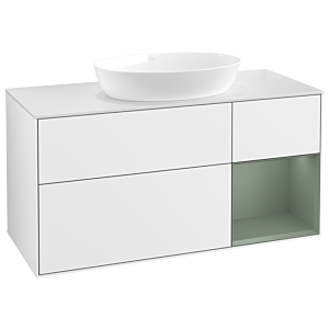 Villeroy and Boch Finion Villeroy and Boch Finion GA71GMGF 120cm, cover plate white matt, Emotion, shelves olive matt lacquer, glossy white lacquer