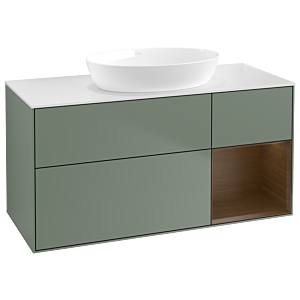 Villeroy and Boch Finion Villeroy and Boch Finion GA71GNGM 120cm, cover plate white matt, Emotion, shelves Walnut Veneer , Olive Matt Lacquer