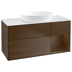 Villeroy et Boch Finion GA71GNGN 120cm, plateau blanc mat, emotion, étagères Walnut Veneer , placage Walnut Veneer