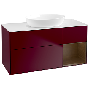 Villeroy und Boch Finion Waschtischunterschrank GA71GNHB 120cm, Abdeckplatte white matt, Emotion, Regale Walnut Veneer, Peony Matt