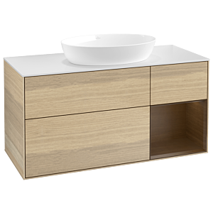 Villeroy et Boch Finion Villeroy et Boch GA71GNPC 120cm, plaque de recouvrement blanc mat, emotion, étagères Walnut Veneer , Oak Veneer