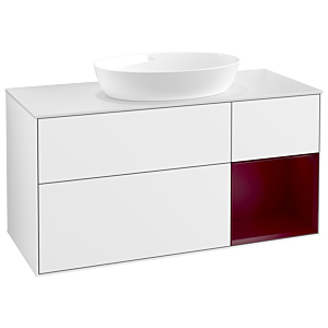 Villeroy und Boch Finion Waschtischunterschrank GA71HBGF 120cm, Abdeckplatte white matt, Emotion, Regale Peony matt lacquer, Glossy white lacquer