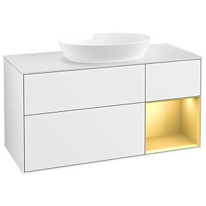 Villeroy and Boch Finion Villeroy and Boch Finion GA71HFGF 120cm, cover plate white matt, Emotion, shelves gold matt lacquer, glossy white lacquer