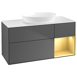 Villeroy and Boch Finion Villeroy and Boch Finion GA71HFGK 120cm, cover plate white matt, Emotion, shelves gold matt lacquer, anthracite matt