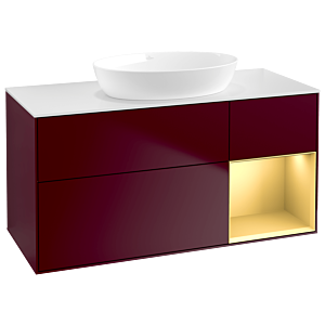 Villeroy et Boch Finion Villeroy et Boch GA71HFHB 120cm, plaque de recouvrement blanc mat, Emotion, étagères laqué mat or, Peony Matt