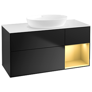 Villeroy and Boch Finion Villeroy and Boch Finion GA71HFPD 120cm, cover plate white matt, Emotion, shelves gold matt lacquer, black matt lacquer