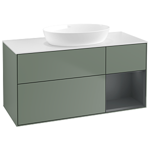 Villeroy and Boch Finion Villeroy and Boch Finion GA71HGGM 120cm, cover plate white matt, Emotion, shelves Midnight matt lacquer, Olive Matt Lacquer