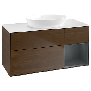 Villeroy and Boch Finion Villeroy and Boch Finion GA71HGGN 120cm, cover plate white matt, Emotion, shelves Midnight matt lacquer, walnut veneer