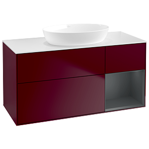 Villeroy et Boch Finion Villeroy et Boch GA71HGHB 120cm, plaque de recouvrement blanc mat, Emotion, étagères laqué mat Midnight, Peony Matt