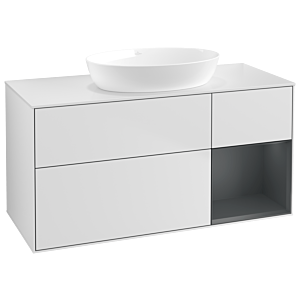 Villeroy und Boch Finion Waschtischunterschrank GA71HGMT 120cm, Abdeckplatte white matt, Emotion, Regale Midnight matt lacquer, White matt lacquer