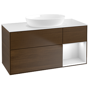 Villeroy and Boch Finion Villeroy and Boch Finion GA71MTGN 120cm, cover plate white matt, Emotion, shelves white matt lacquer, walnut veneer