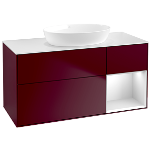 Villeroy et Boch Finion Villeroy et Boch GA71MTHB 120cm, plaque de recouvrement blanc mat, Emotion, étagères laqué blanc mat, Peony Matt