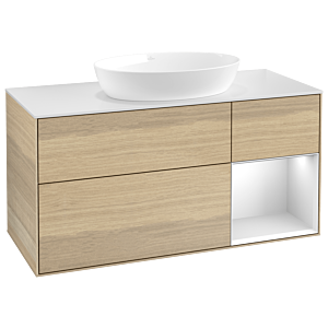 Villeroy und Boch Finion Waschtischunterschrank GA71MTPC 120cm, Abdeckplatte white matt, Emotion, Regale White matt lacquer, Oak Veneer