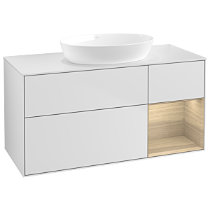 Villeroy und Boch Finion Waschtischunterschrank GA71PCMT 120cm, Abdeckplatte white matt, Emotion, Regale Oak Veneer, White matt lacquer