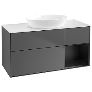 Villeroy and Boch Finion Villeroy and Boch Finion GA71PDGK 120cm, cover plate white matt, Emotion, shelves black matt lacquer, anthracite matt