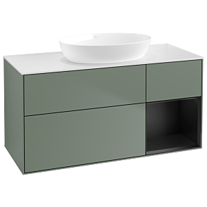 Villeroy and Boch Finion Villeroy and Boch Finion GA71PDGM 120cm, cover plate white matt, Emotion, shelves black matt lacquer, Olive Matt Lacquer