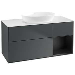 Villeroy und Boch Finion Waschtischunterschrank GA71PDHG 120cm, Abdeckplatte white matt, Emotion, Regale Black matt lacquer, Midnight Blue Matt Lacquer