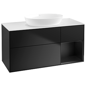 Villeroy und Boch Finion Waschtischunterschrank GA71PDPD 120cm, Abdeckplatte white matt, Emotion, Regale Black matt lacquer, Black matt lacquer