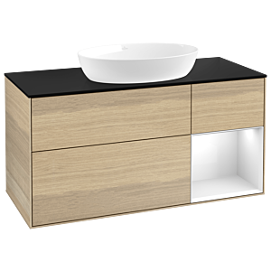 Villeroy and Boch Finion Villeroy and Boch Finion GA72GFPC 120cm, cover plate black matt, Emotion, shelves Glossy white lacquer, Oak Veneer
