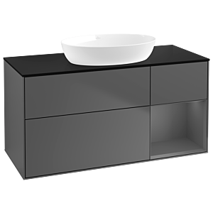 Villeroy und Boch Finion Waschtischunterschrank GA72GKGK 120cm, Abdeckplatte black matt, Emotion, Regale Anthracite matt lacquer, Anthracite matt