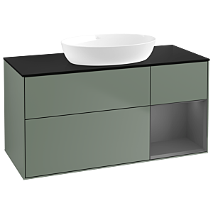 Villeroy and Boch Finion Villeroy and Boch Finion GA72GKGM 120cm, cover plate black matt, Emotion, shelves anthracite matt lacquer, Olive Matt Lacquer