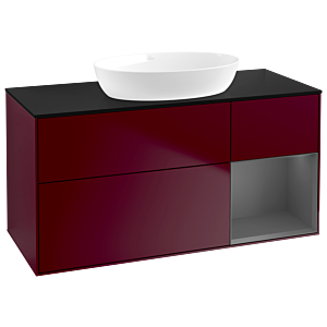 Villeroy et Boch Finion GA72GKHB 120cm, plaque de recouvrement noire mate, Emotion, étagères Peony Matt anthracite mat, Peony Matt