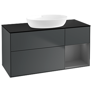 Villeroy und Boch Finion Waschtischunterschrank GA72GKHG 120cm, Abdeckplatte black matt, Emotion, Regale Anthracite matt lacquer, Midnight Blue Matt Lacquer