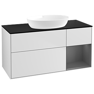 Villeroy and Boch Finion Villeroy and Boch Finion GA72GKMT 120cm, cover plate black matt, Emotion, shelves anthracite matt lacquer, white matt lacquer