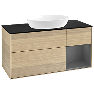 Villeroy and Boch Finion Villeroy and Boch Finion GA72GKPC 120cm, cover plate black matt, Emotion, shelves anthracite matt lacquer, Oak Veneer