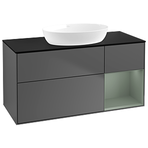 Villeroy and Boch Finion Villeroy and Boch Finion GA72GMGK 120cm, cover plate black matt, Emotion, shelves olive matt lacquer, anthracite matt