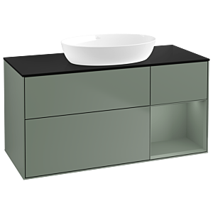 Villeroy and Boch Finion Villeroy and Boch Finion GA72GMGM 120cm, cover plate black matt, Emotion, shelves olive matt lacquer, Olive Matt Lacquer