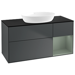 Villeroy und Boch Finion Waschtischunterschrank GA72GMHG 120cm, Abdeckplatte black matt, Emotion, Regale Olive matt lacquer, Midnight Blue Matt Lacquer