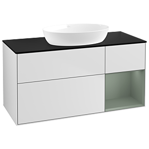 Villeroy and Boch Finion Villeroy and Boch Finion GA72GMMT 120cm, cover plate black matt, Emotion, shelves olive matt lacquer, white matt lacquer