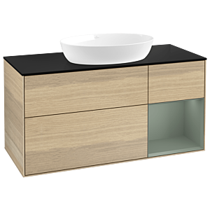 Villeroy and Boch Finion Villeroy and Boch Finion GA72GMPC 120cm, cover plate black matt, Emotion, shelves olive matt lacquer, Oak Veneer