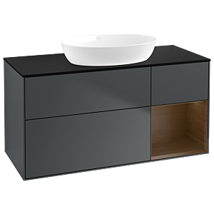 Villeroy and Boch Finion Villeroy and Boch Finion GA72GNHG 120cm, cover plate black matt, Emotion, shelves Walnut Veneer , Midnight Blue Matt Lacquer