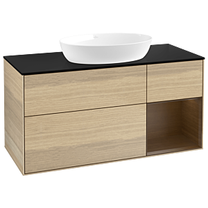 Villeroy and Boch Finion Villeroy and Boch Finion GA72GNPC 120cm, cover plate black matt, Emotion, shelves Walnut Veneer , Oak Veneer