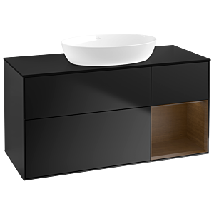 Villeroy and Boch Finion Villeroy and Boch Finion GA72GNPD 120cm, cover plate black matt, Emotion, shelves Walnut Veneer , black matt lacquer
