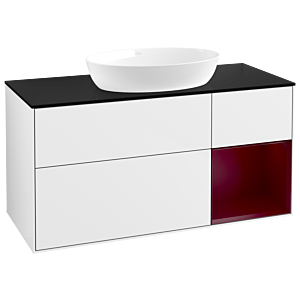 Villeroy and Boch Finion Villeroy and Boch Finion GA72HBGF 120cm, cover plate black matt, Emotion, shelves Peony matt lacquer, glossy white lacquer