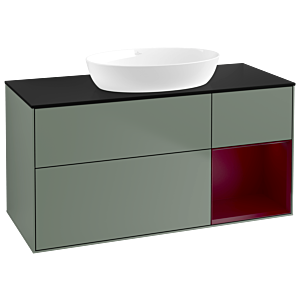 Villeroy and Boch Finion Villeroy and Boch Finion GA72HBGM 120cm, cover plate black matt, Emotion, shelves Peony matt lacquer, Olive Matt Lacquer