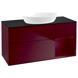 Villeroy et Boch Finion Villeroy et Boch GA72HBHB 120cm, plaque de recouvrement noir mat, Emotion, étagères Peony laqué mat, Peony Matt