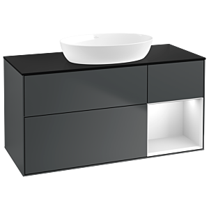 Villeroy und Boch Finion Waschtischunterschrank GA72MTHG 120cm, Abdeckplatte black matt, Emotion, Regale White matt lacquer, Midnight Blue Matt Lacquer