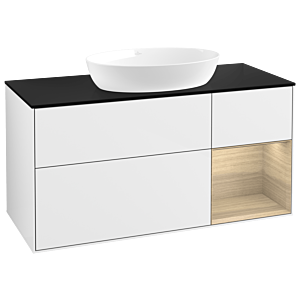 Villeroy and Boch Finion Villeroy and Boch Finion GA72PCGF 120cm, cover plate black matt, Emotion, shelves Oak Veneer , glossy white lacquer